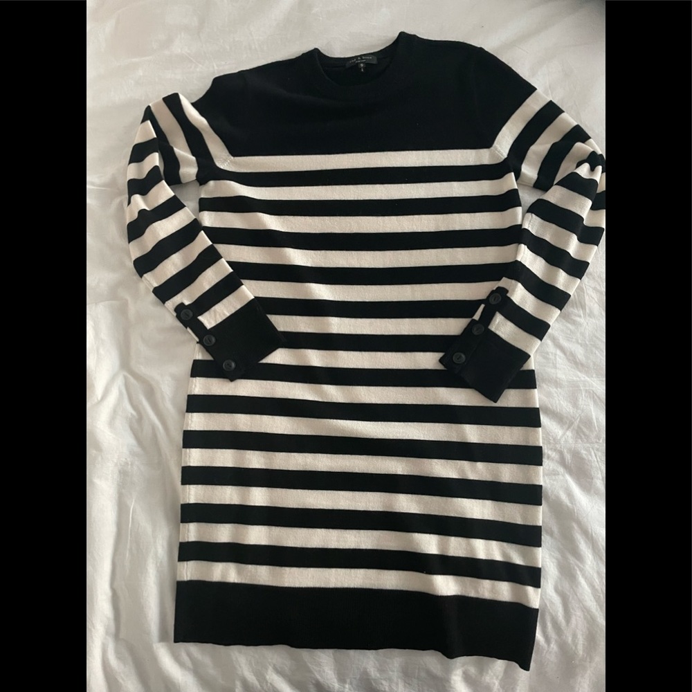 rag & bone cream & black striped merino tunic sweater
